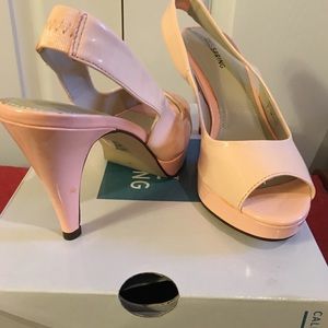 Coral Color peep toed with platform